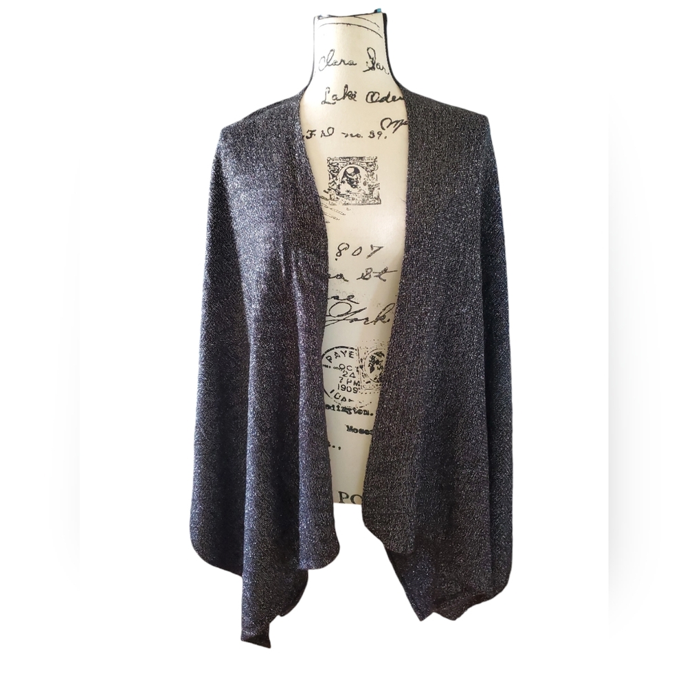Mixit open front cape wrap Metallic black